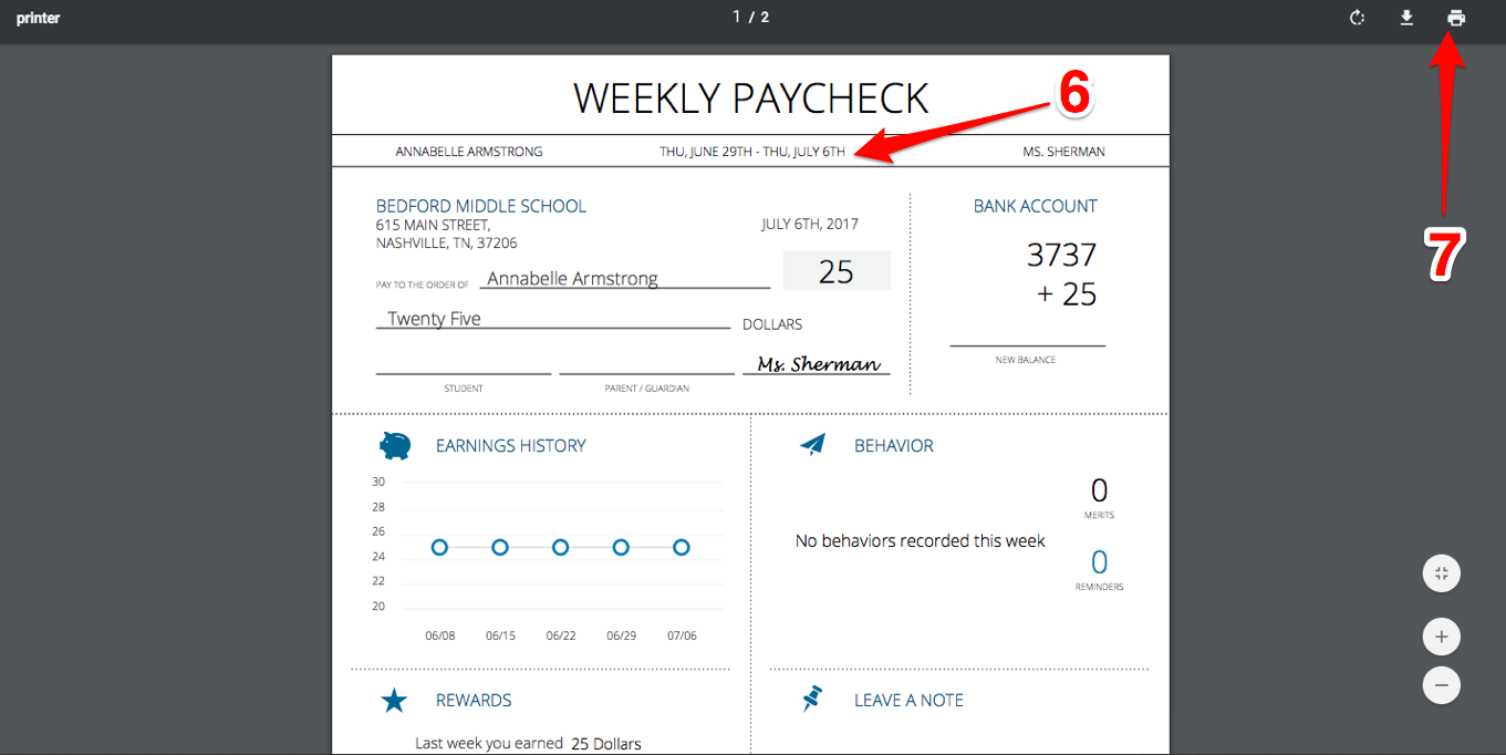 Print Old Paychecks for a Student from the Admin with LiveSchool
